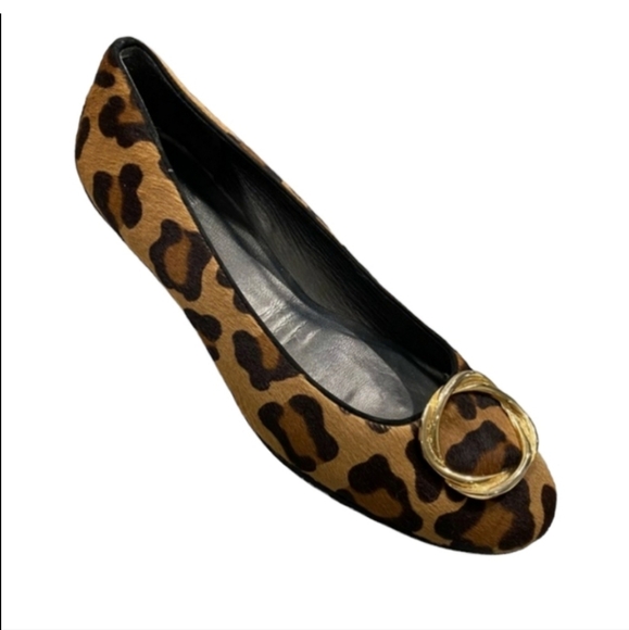 Stuart Weitzman "Oh My" Animal Print on Calf Hair Flats 6.6 - Picture 3 of 7